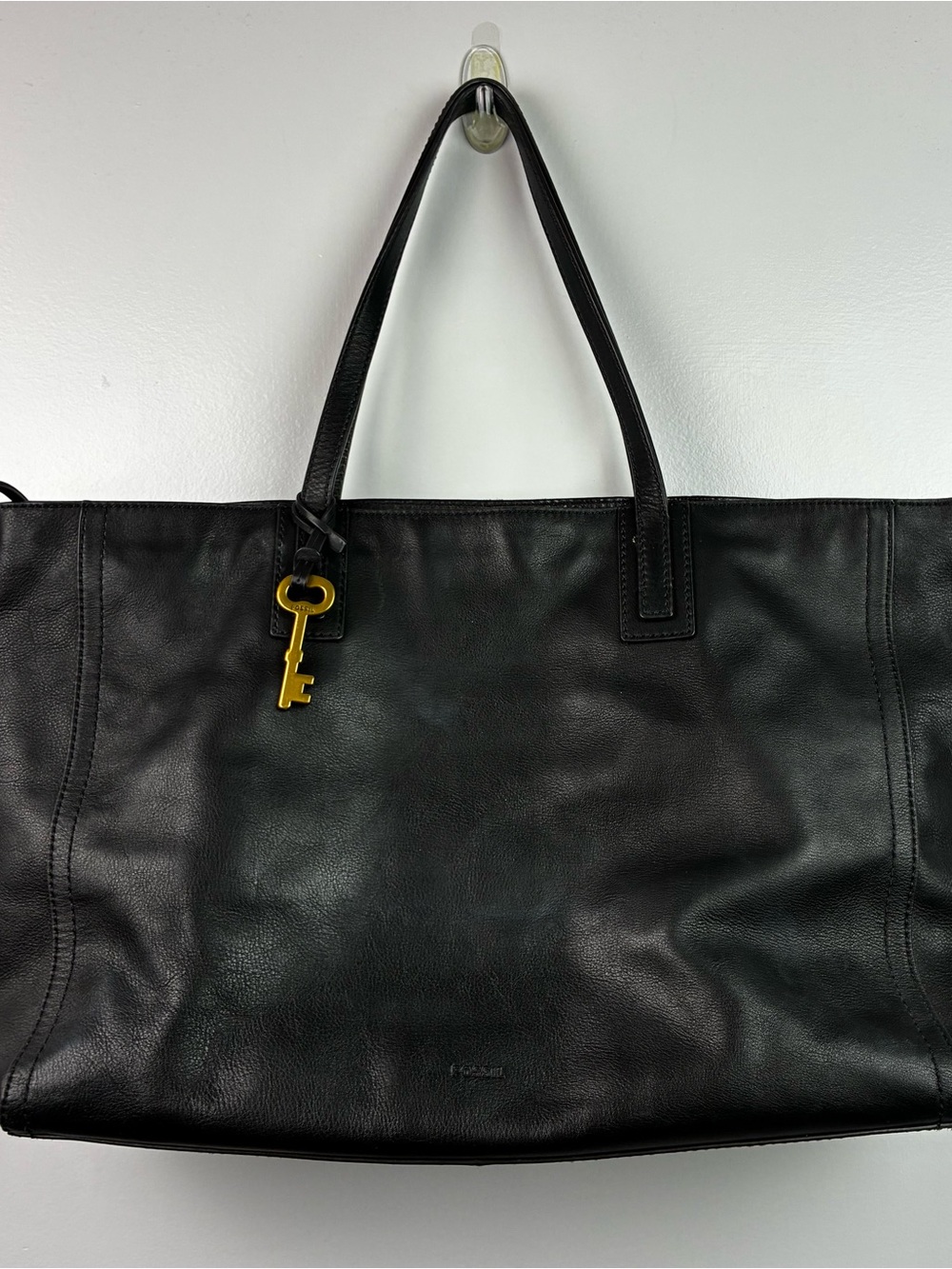 Fossil Emma Black Leather Large Tote Bag